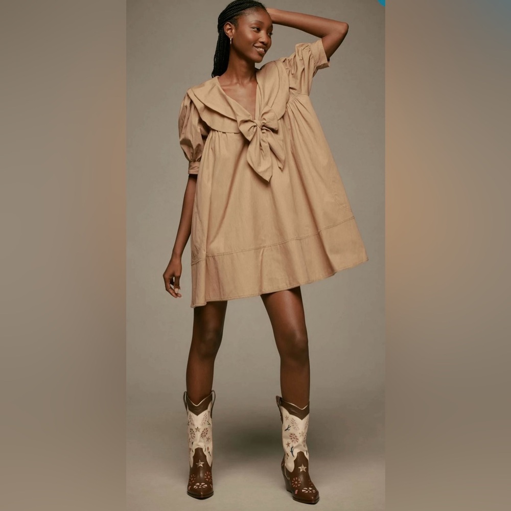 Anthropologie Tan Mini Dress